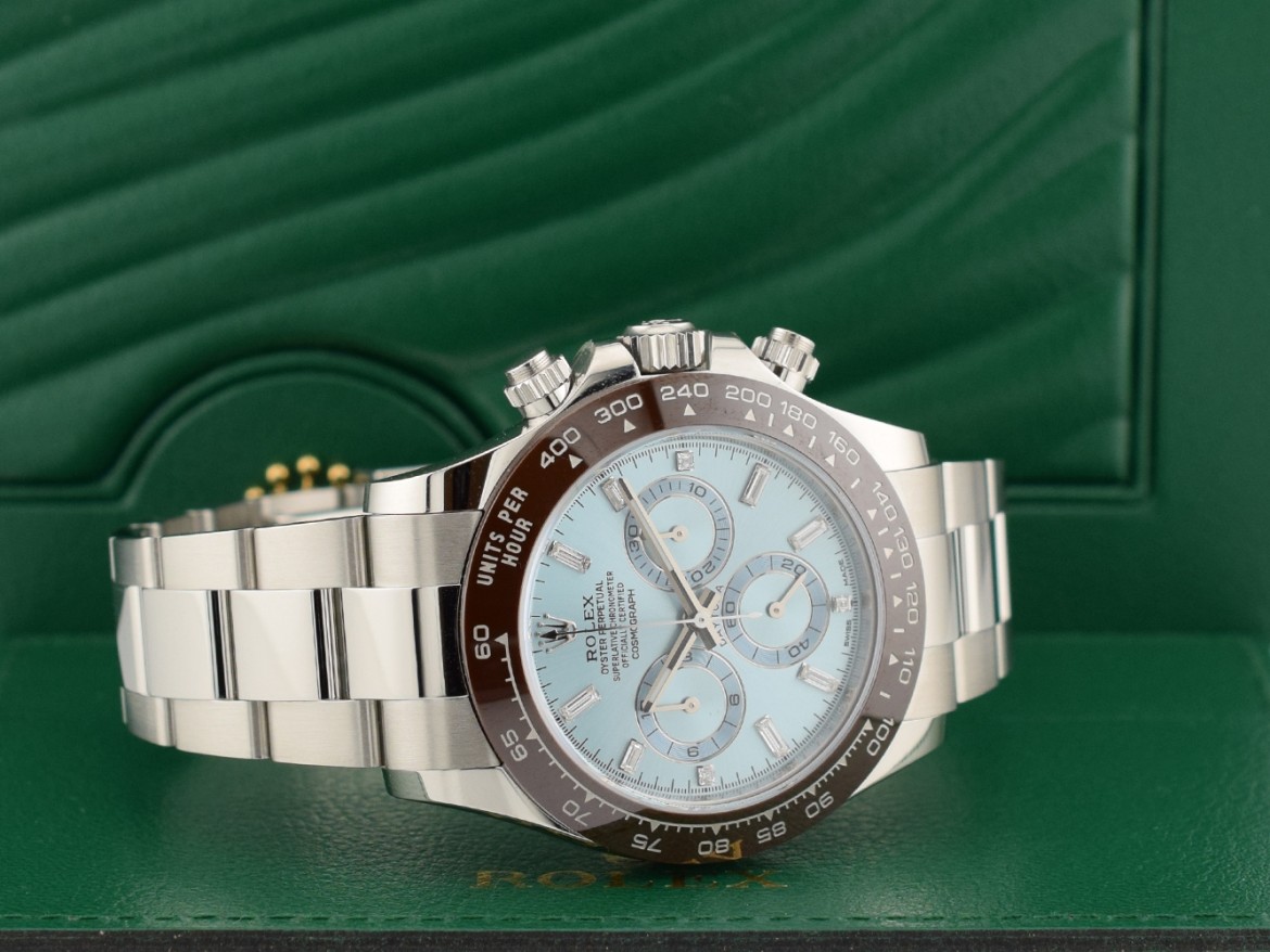 116506 Platinum Ice Baguette Diamond Dial - New 2023 Discontinued