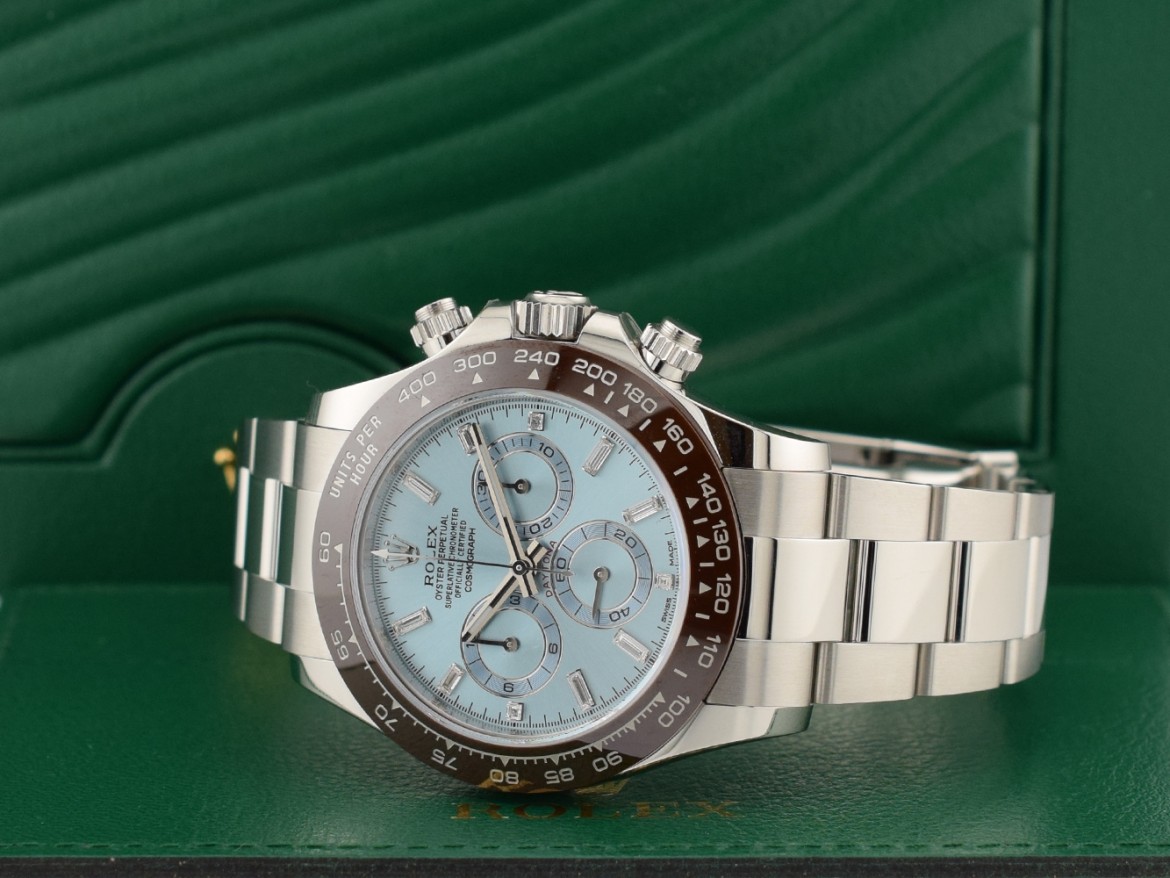 116506 Platinum Ice Baguette Diamond Dial - New 2023 Discontinued