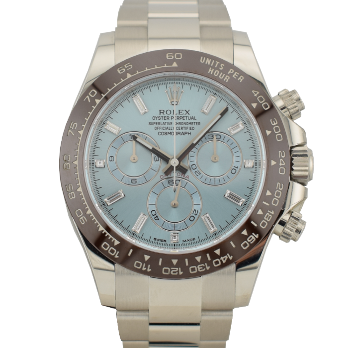 116506 Platinum Ice Baguette Diamond Dial - New 2023 Discontinued