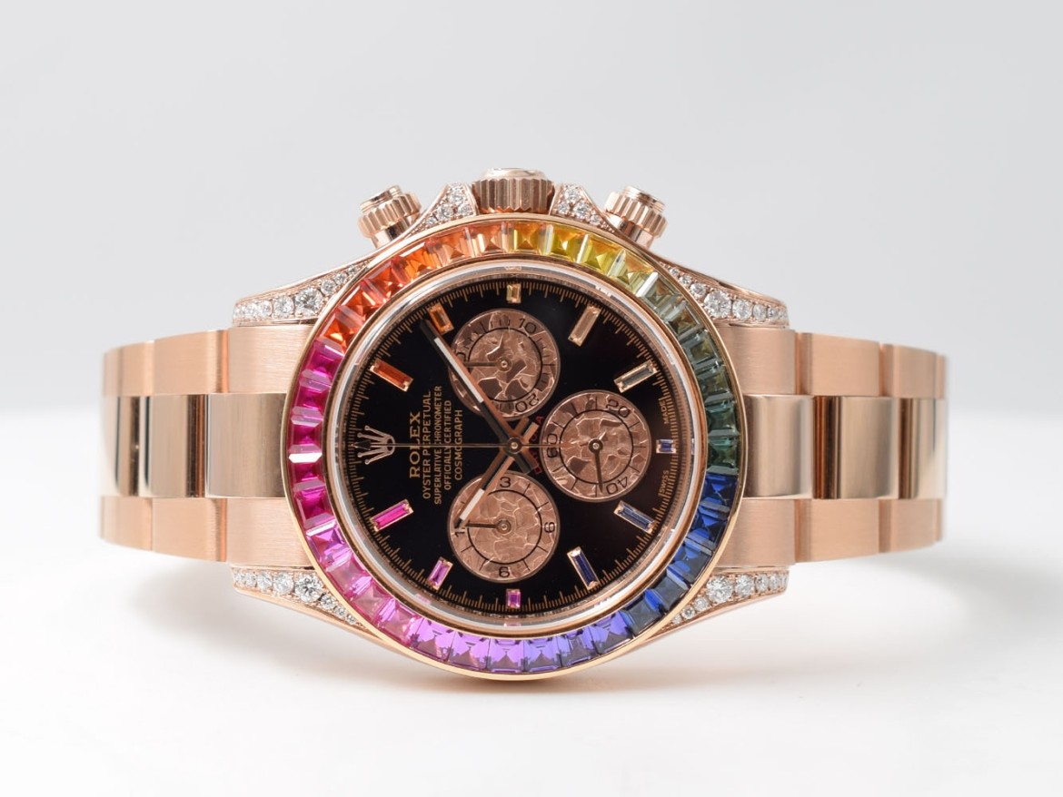 Rose Gold Diamond After Set  Rainbow Bezel