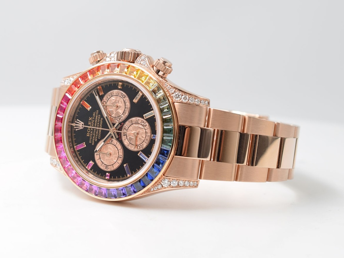 Rose Gold Diamond After Set  Rainbow Bezel