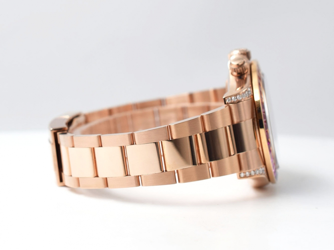 Rose Gold Diamond After Set  Rainbow Bezel