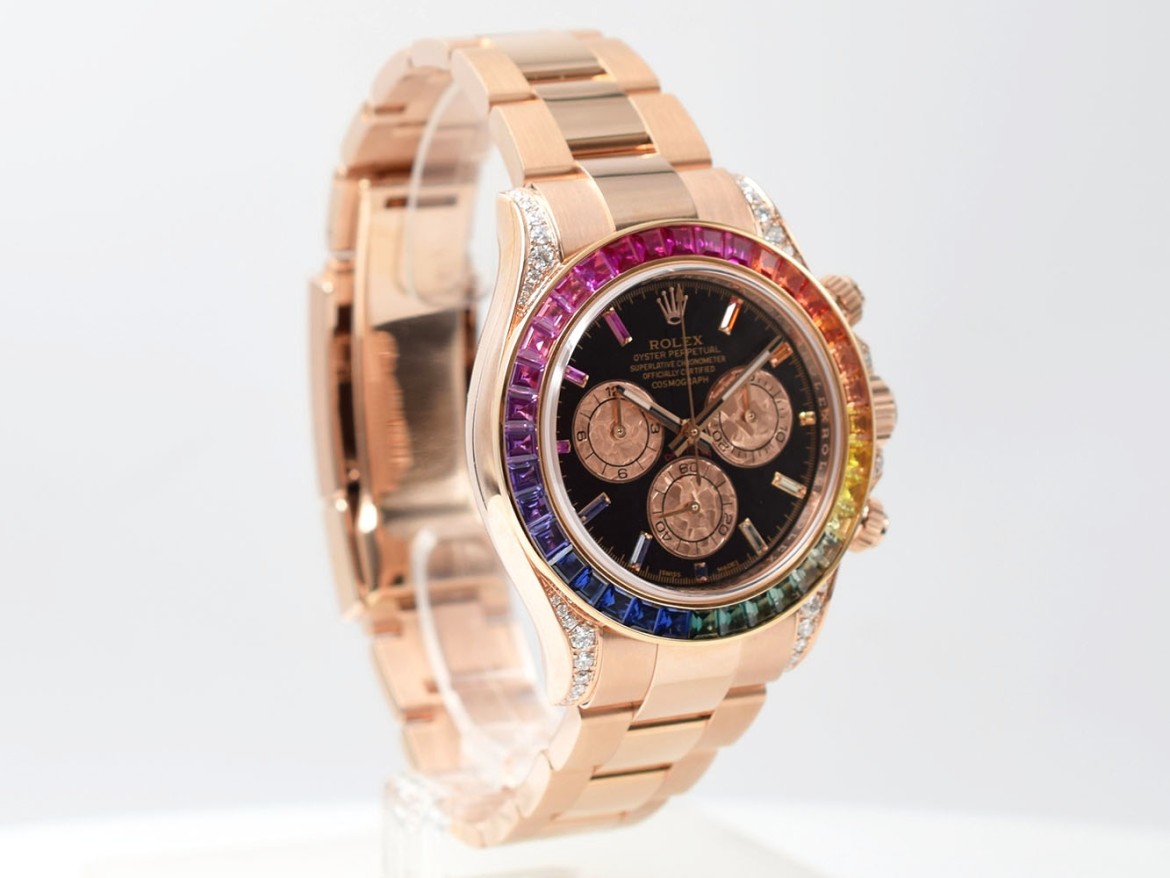 Rose Gold Diamond After Set  Rainbow Bezel