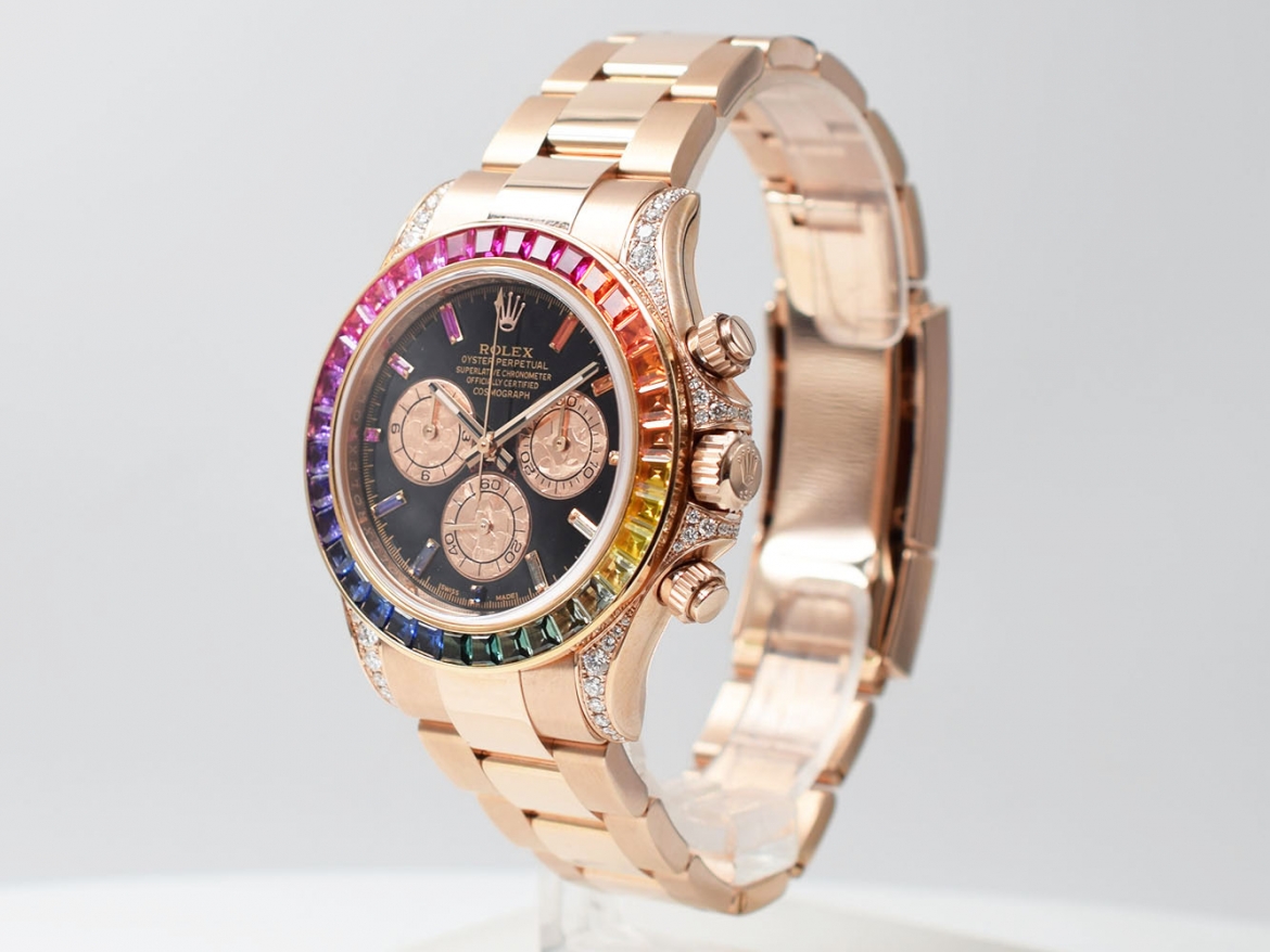 Rose Gold Diamond After Set  Rainbow Bezel