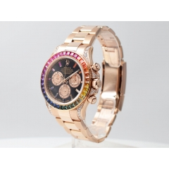 Rose Gold Diamond After Set  Rainbow Bezel