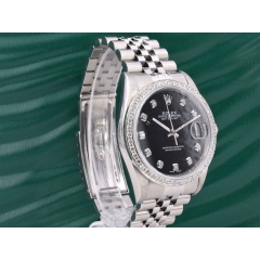 Black Dial With Big Diamonds - After Diamonds Bezel 36mm