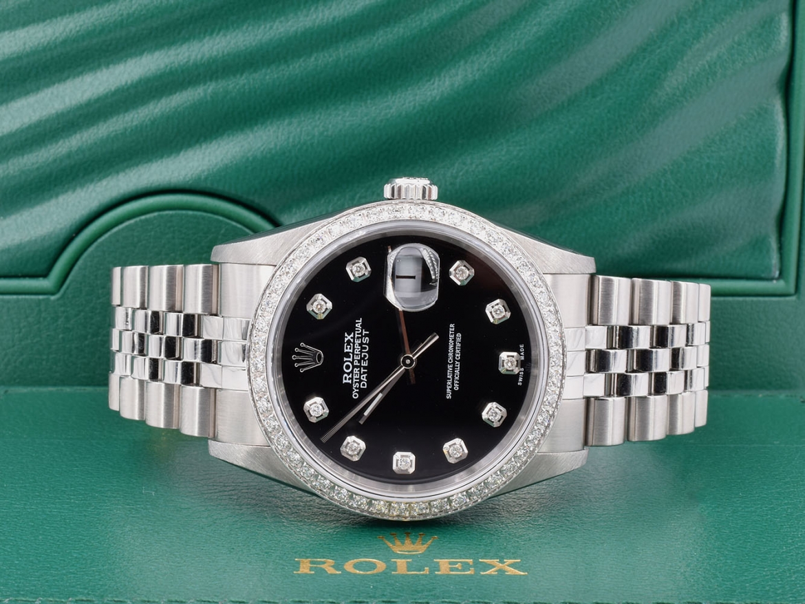 Black Dial With Big Diamonds - After Diamonds Bezel 36mm