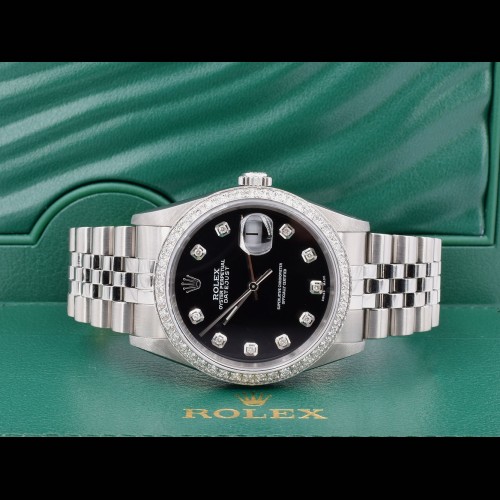 Black Dial With Big Diamonds - After Diamonds Bezel 36mm