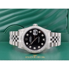 Black Dial With Big Diamonds - After Diamonds Bezel 36mm