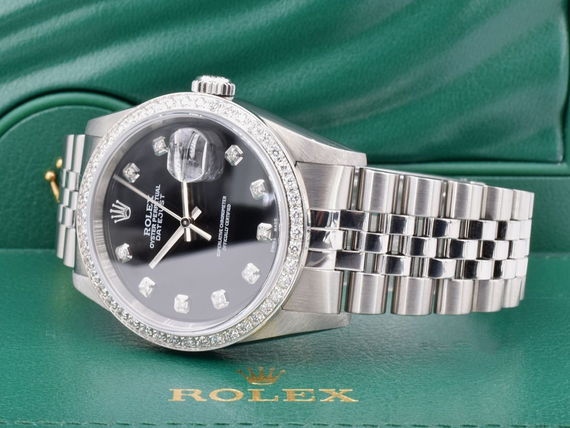 Black Dial With Big Diamonds - After Diamonds Bezel 36mm