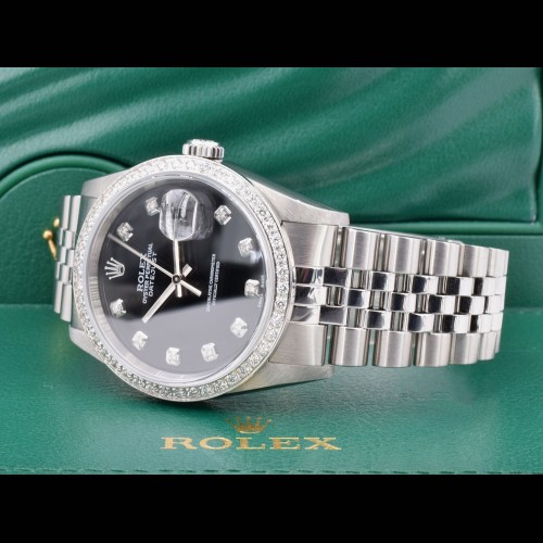 Black Dial With Big Diamonds - After Diamonds Bezel 36mm