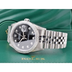 Black Dial With Big Diamonds - After Diamonds Bezel 36mm