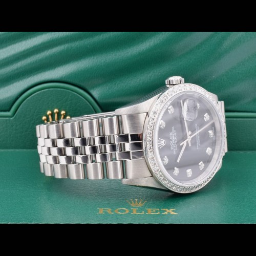Black Dial With Big Diamonds - After Diamonds Bezel 36mm