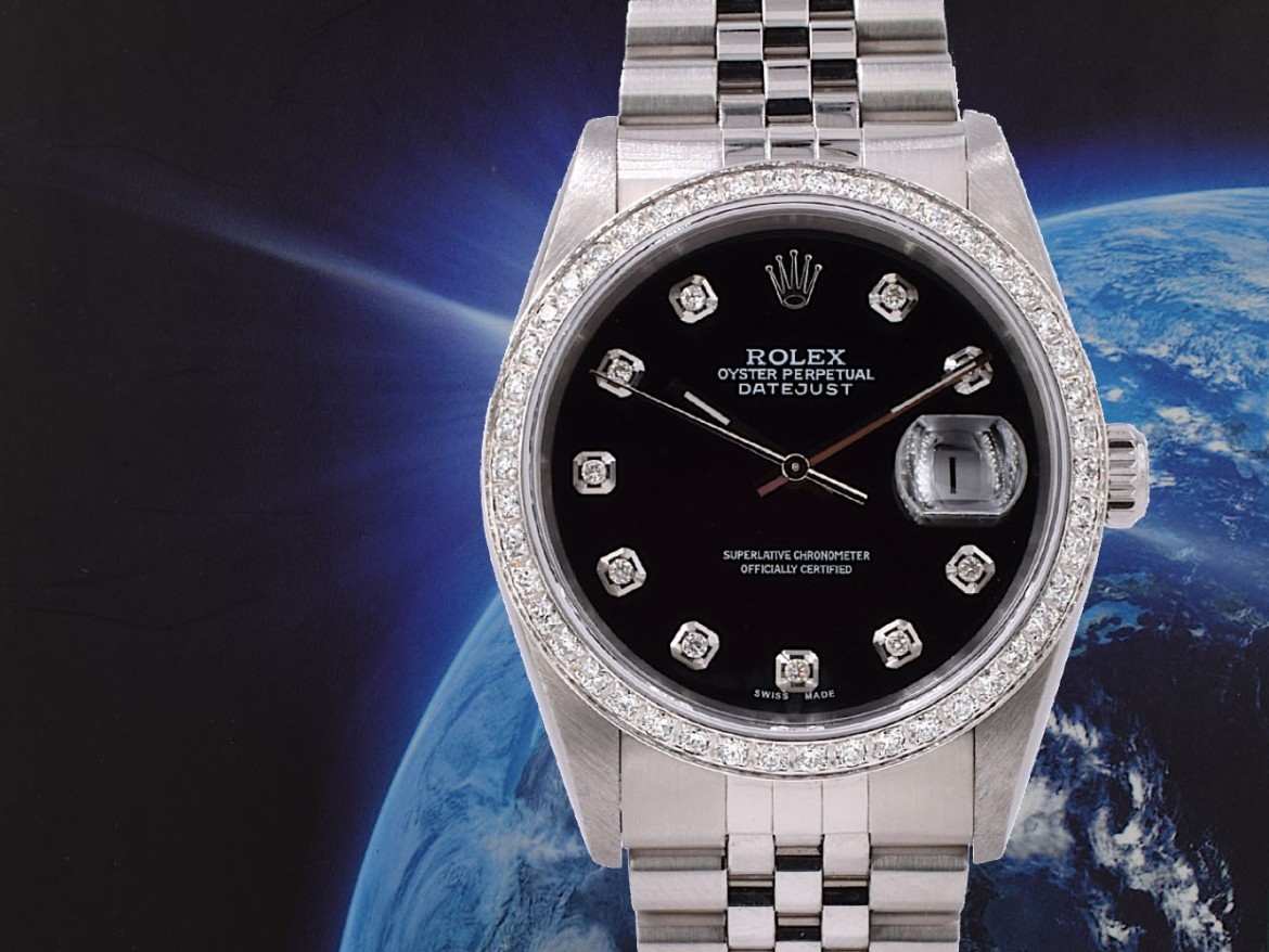 Black Dial With Big Diamonds - After Diamonds Bezel 36mm