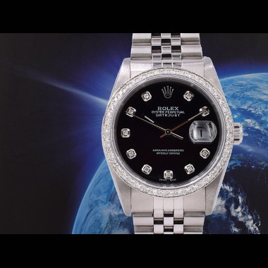Black Dial With Big Diamonds - After Diamonds Bezel 36mm
