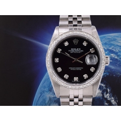 Black Dial With Big Diamonds - After Diamonds Bezel 36mm