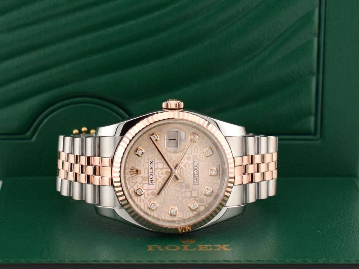 116231 Steel & Rose Gold With Jubilee Big Diamonds Dial - Full Set 36mm