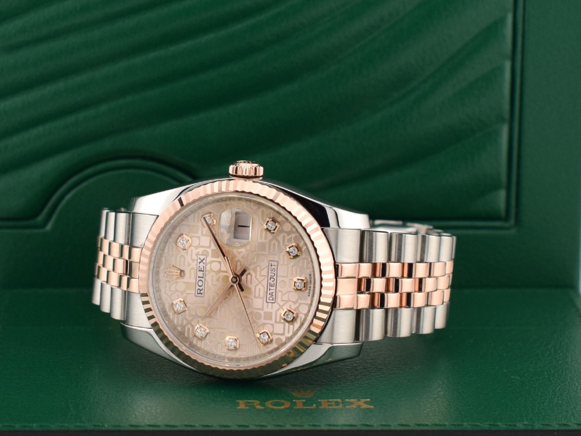 116231 Steel & Rose Gold With Jubilee Big Diamonds Dial - Full Set 36mm