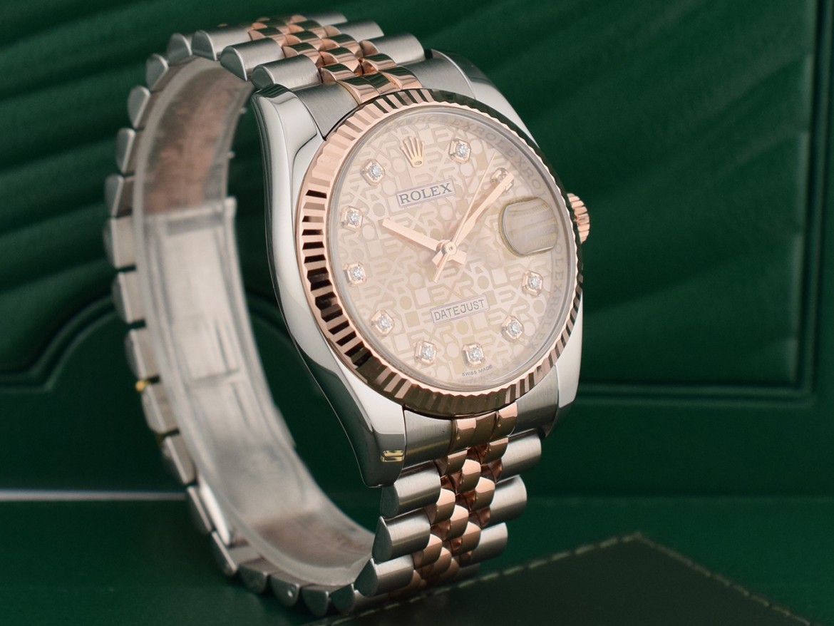116231 Steel & Rose Gold With Jubilee Big Diamonds Dial - Full Set 36mm