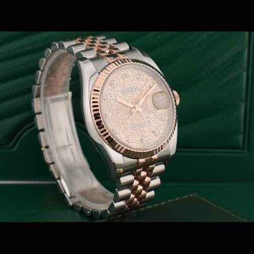 116231 Steel & Rose Gold With Jubilee Big Diamonds Dial - Full Set 36mm
