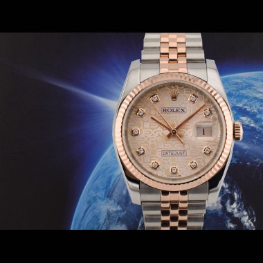 116231 Steel & Rose Gold With Jubilee Big Diamonds Dial - Full Set 36mm