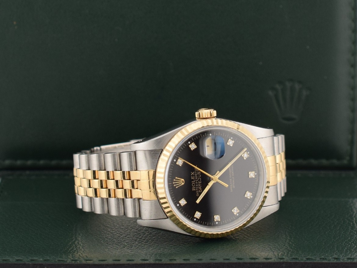 16233 Black Dial With Diamonds - Full Set 36mm