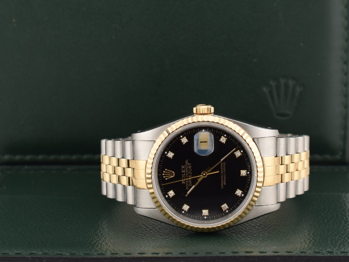 16233 Black Dial With Diamonds - Full Set 36mm