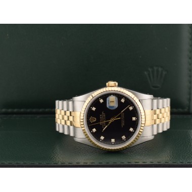 16233 Black Dial With Diamonds - Full Set 36mm