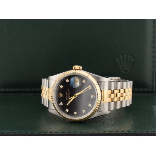 16233 Black Dial With Diamonds - Full Set 36mm