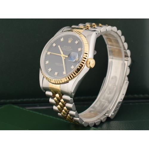 16233 Black Dial With Diamonds - Full Set 36mm