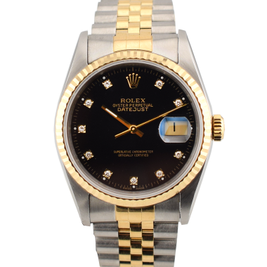 16233 Black Dial With Diamonds - Full Set 36mm