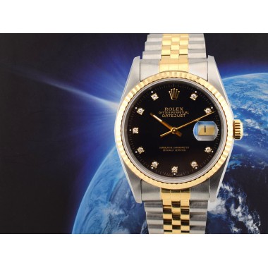 16233 Black Dial With Diamonds - Full Set 36mm