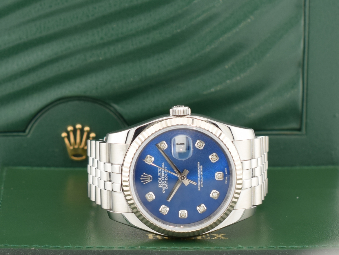 116234 Blue Dial With Big Diamonds - Full Set 36mm