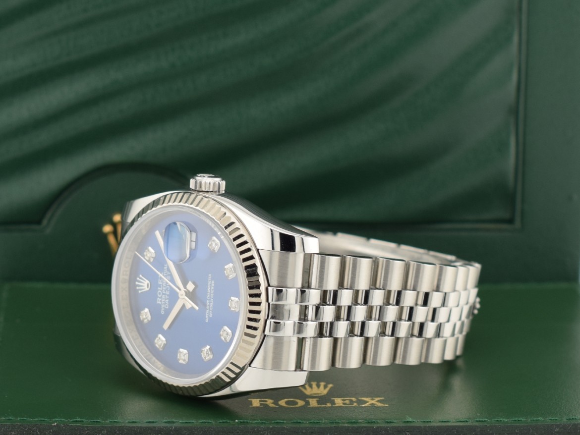 116234 Blue Dial With Big Diamonds - Full Set 36mm