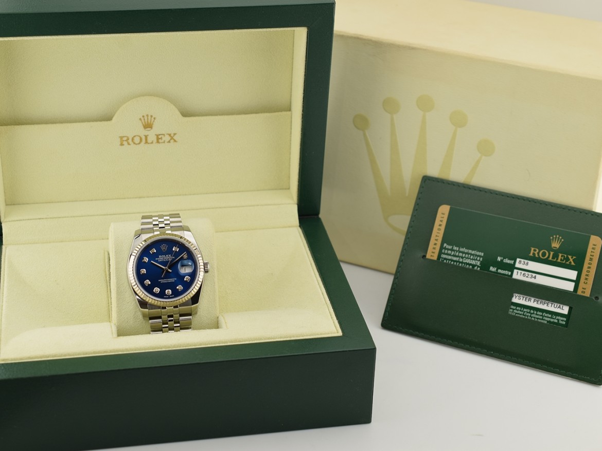 116234 Blue Dial With Big Diamonds - Full Set 36mm