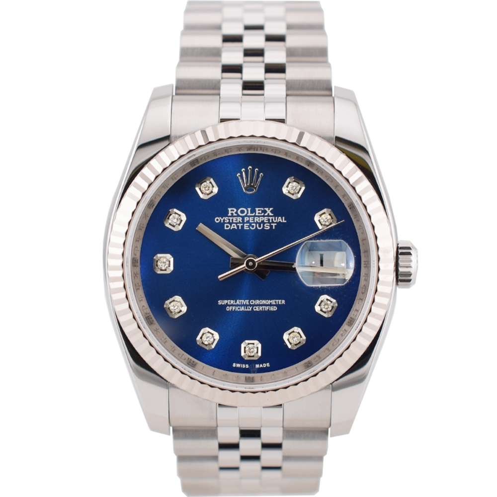 116234 Blue Dial With Big Diamonds - Full Set 36mm