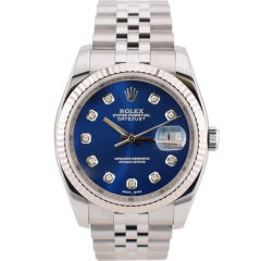 116234 Blue Dial With Big Diamonds - Full Set 36mm