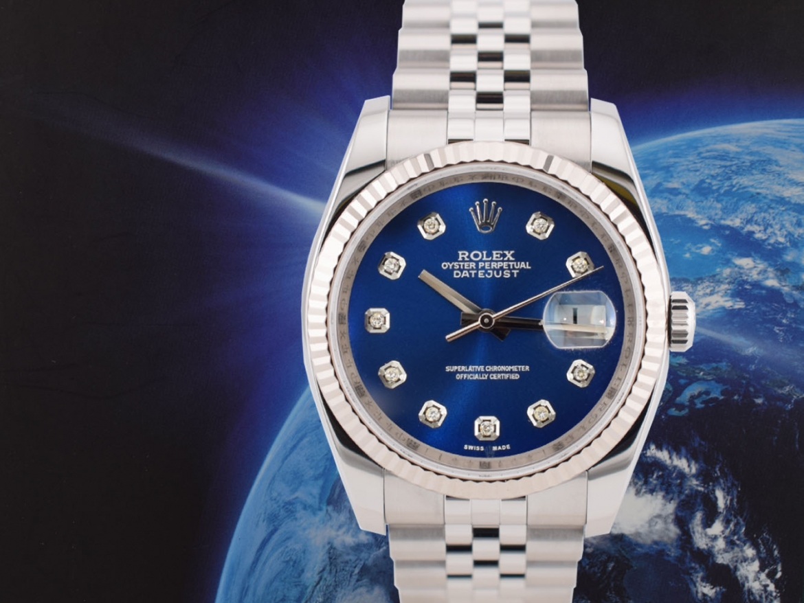 116234 Blue Dial With Big Diamonds - Full Set 36mm