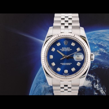 116234 Blue Dial With Big Diamonds - Full Set 36mm