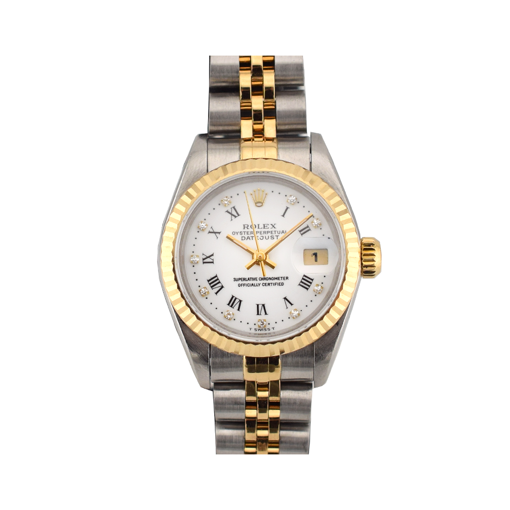 69173 White Roman Dial With Diamonds - Full Set 26mm