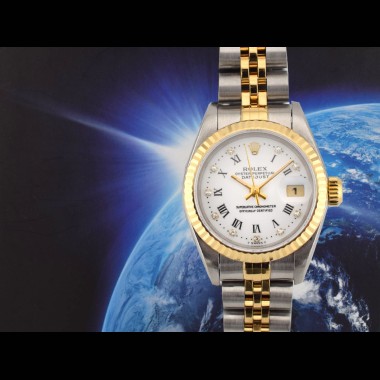 69173 White Roman Dial With Diamonds - Full Set 26mm