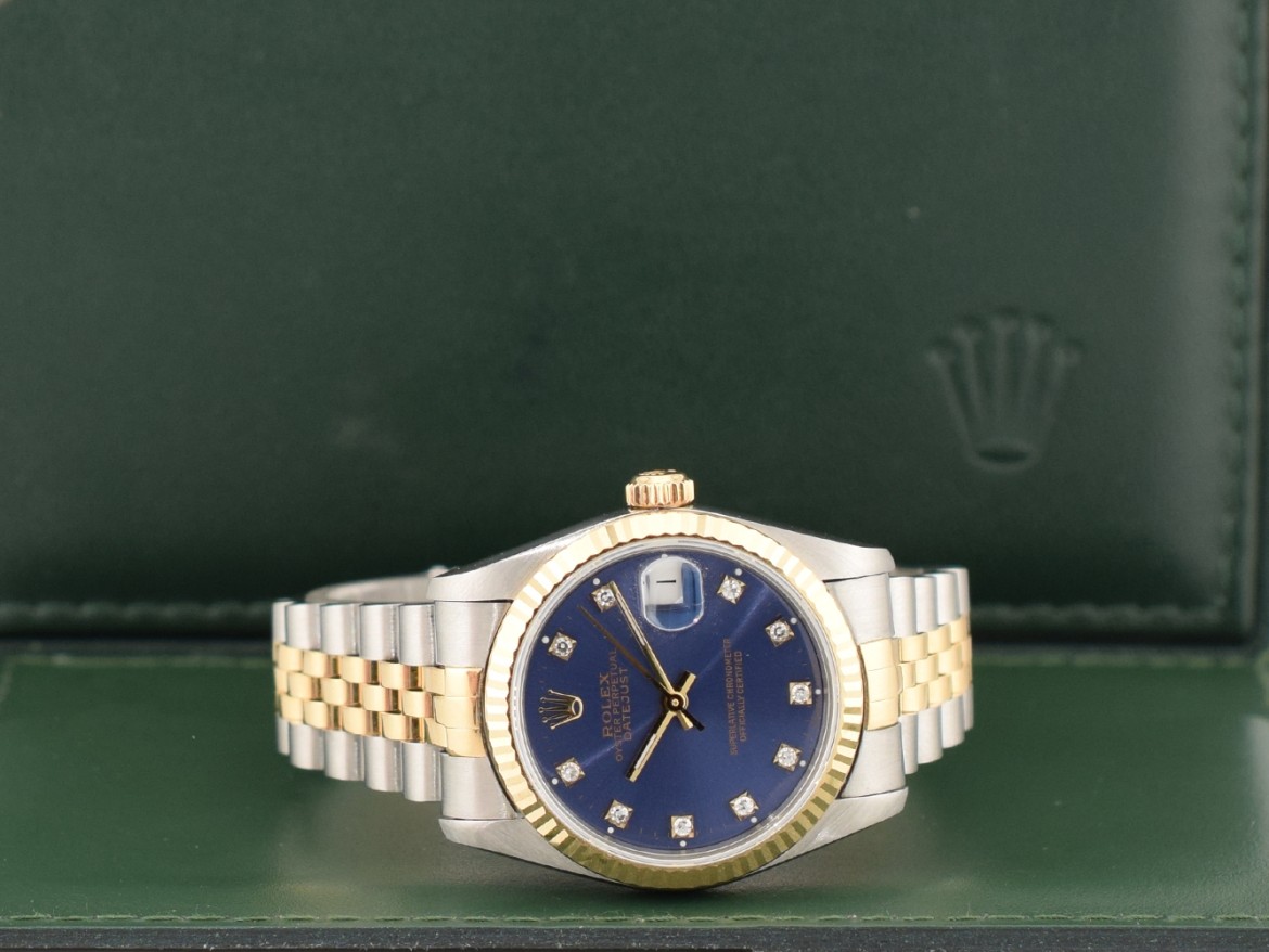 68273 Blue Dial With Diamonds - Full Set 31mm