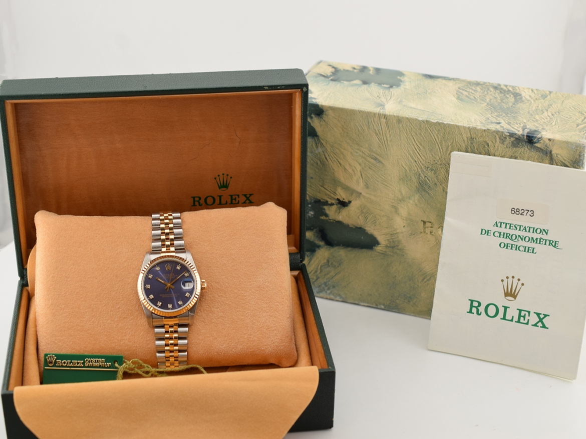 68273 Blue Dial With Diamonds - Full Set 31mm