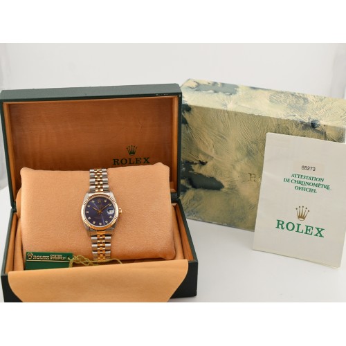 68273 Blue Dial With Diamonds - Full Set 31mm
