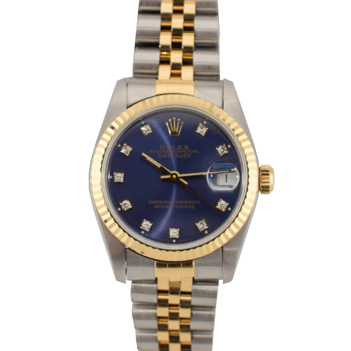 68273 Blue Dial With Diamonds - Full Set 31mm
