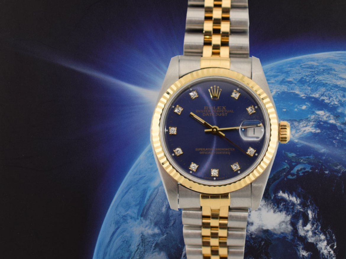 68273 Blue Dial With Diamonds - Full Set 31mm
