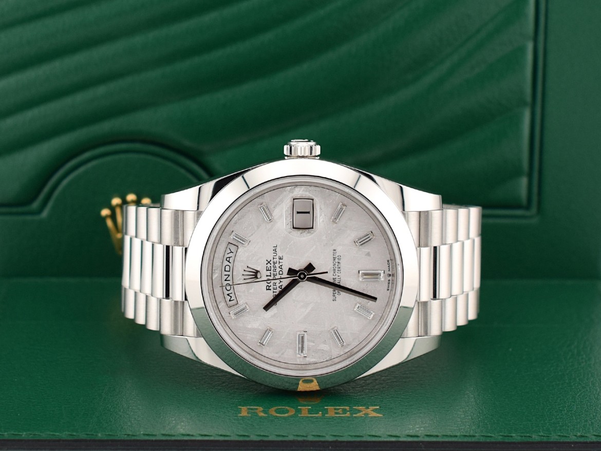 40mm Meteorite Baguette Diamond Dial Platinum 228206 new