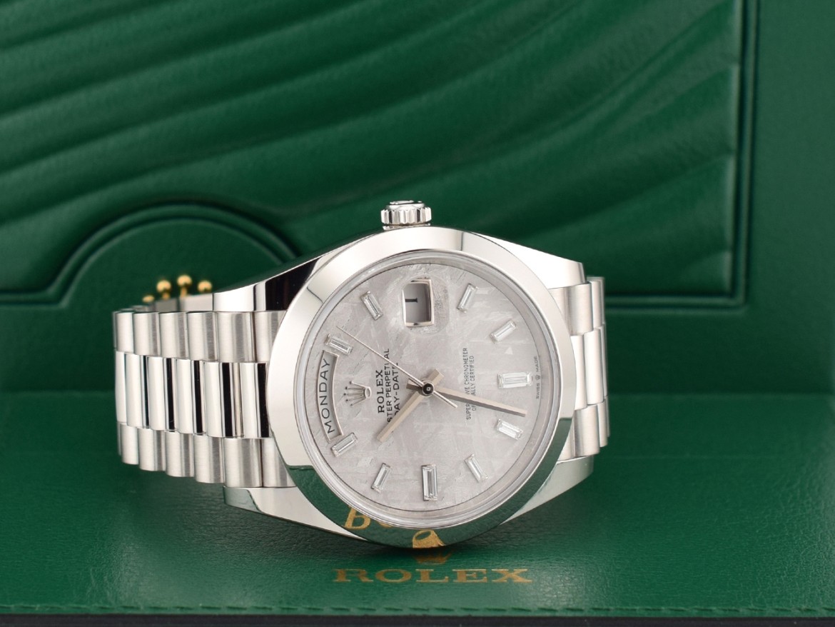 40mm Meteorite Baguette Diamond Dial Platinum 228206 new