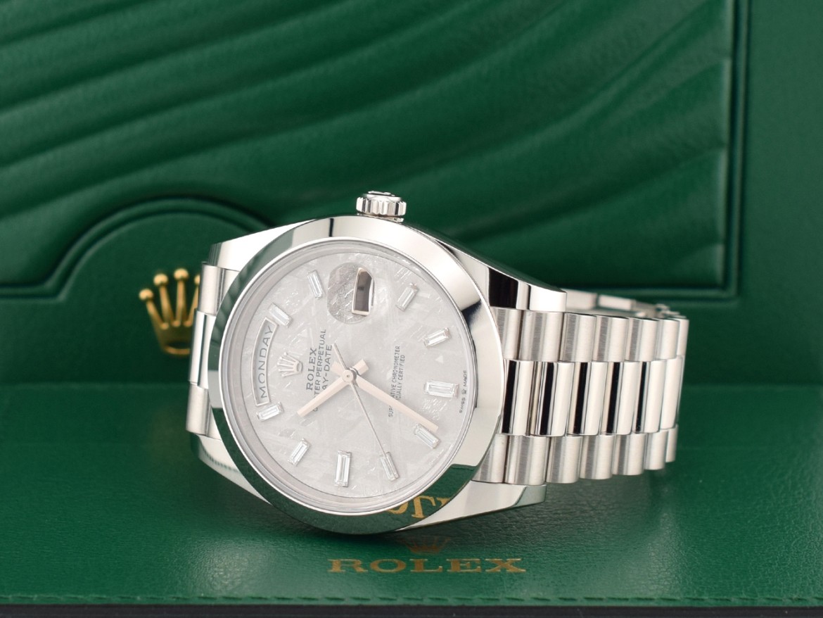 40mm Meteorite Baguette Diamond Dial Platinum 228206 new