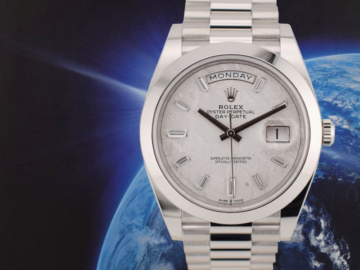 40mm Meteorite Baguette Diamond Dial Platinum 228206 new
